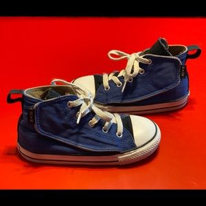 Blue & grey side Velcro converse